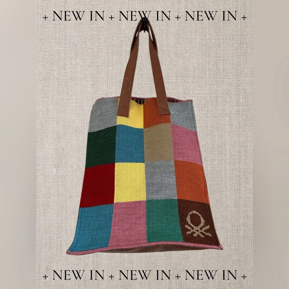United Colors of Benetton Colorful Patchwork Tote Bag - Picture 1 of 6